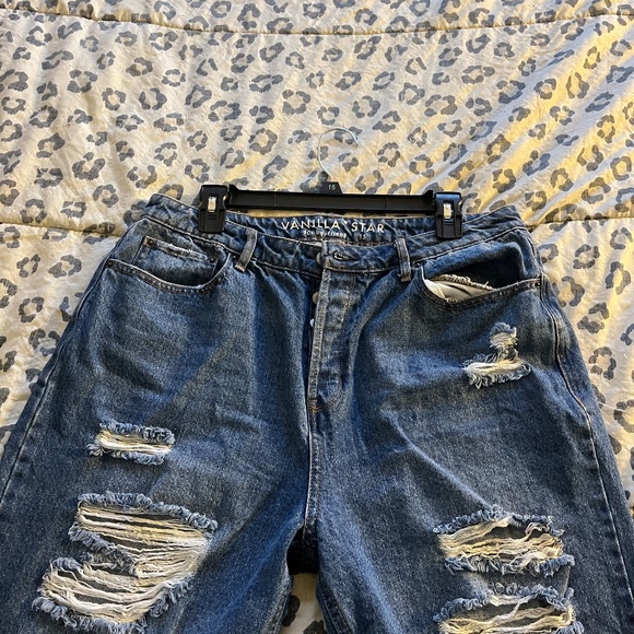 90s Boyfriend Ripped Jeans sz 15 All Button Relaxed Vanilla Star - Picture 7 of 11
